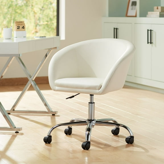 55 Downing Street Nash Creme Faux Leather Modern Adjustable Office Chair