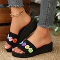 thumbnail image 5 of NexTorq Women's Flower Wedge High Heel Slide Sandals Summer Comfort Nonlip Platform Beach Sandal, Blue, 6, 5 of 7