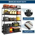 thumbnail image 7 of 2500LBS 60" W x 24" D x 72" H Heavy Duty Garage Shelving, Adjustable 5-Tier Storage Shelves, Industrial Metal Shelving Units, Steel Organizer Wire Rack, Black, 7 of 7