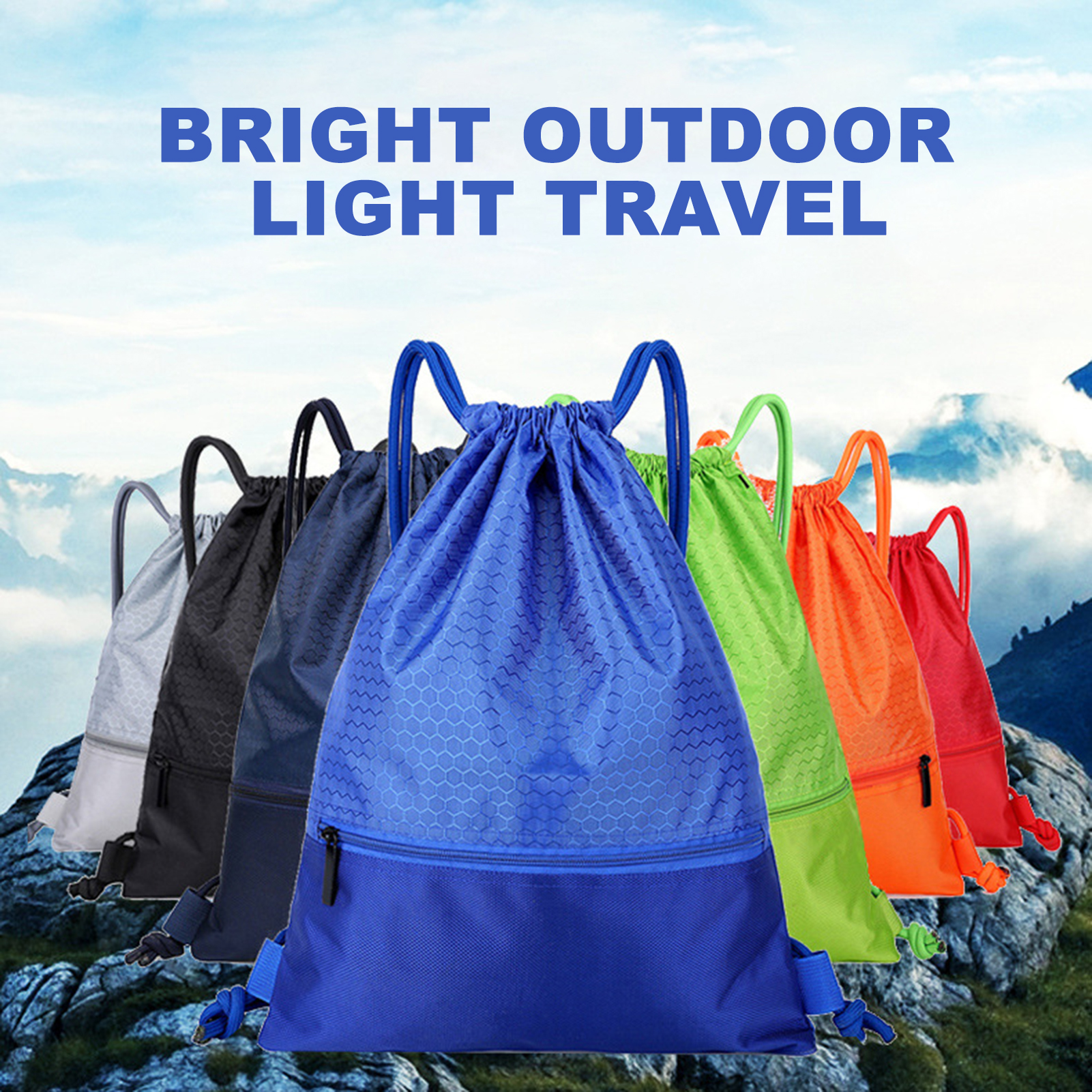 Yesbay Nylon Waterproof Zipper Drawstring Backpack Outdoor Sport Fitness Storage Bag,Red - image 1 of 7