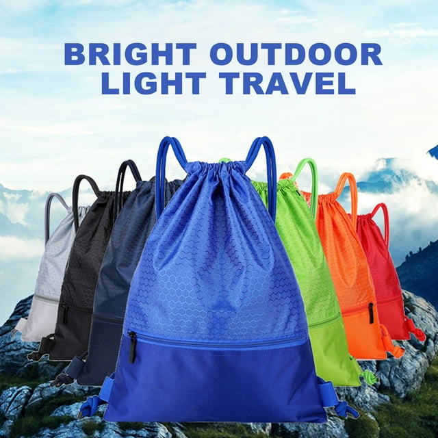 Yesbay Nylon Waterproof Zipper Drawstring Backpack Outdoor Sport Fitness Storage Bag,Red