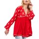 thumbnail image 1 of Blusa Free People con mangas de campana de diamante para mujer rojo XS, 1 of 1