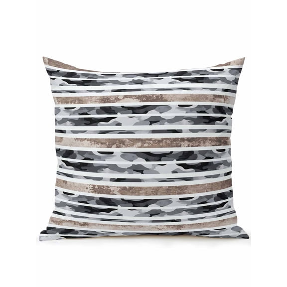 1 Pack Outdoor Throw Pillow, Vintage Striped Waves Waterproof Pillow with Insert Included, Modern Abstract Art Elegant Decorative Accent Cushion Sofa Pillows for Patio Porch, 16 x 16 In