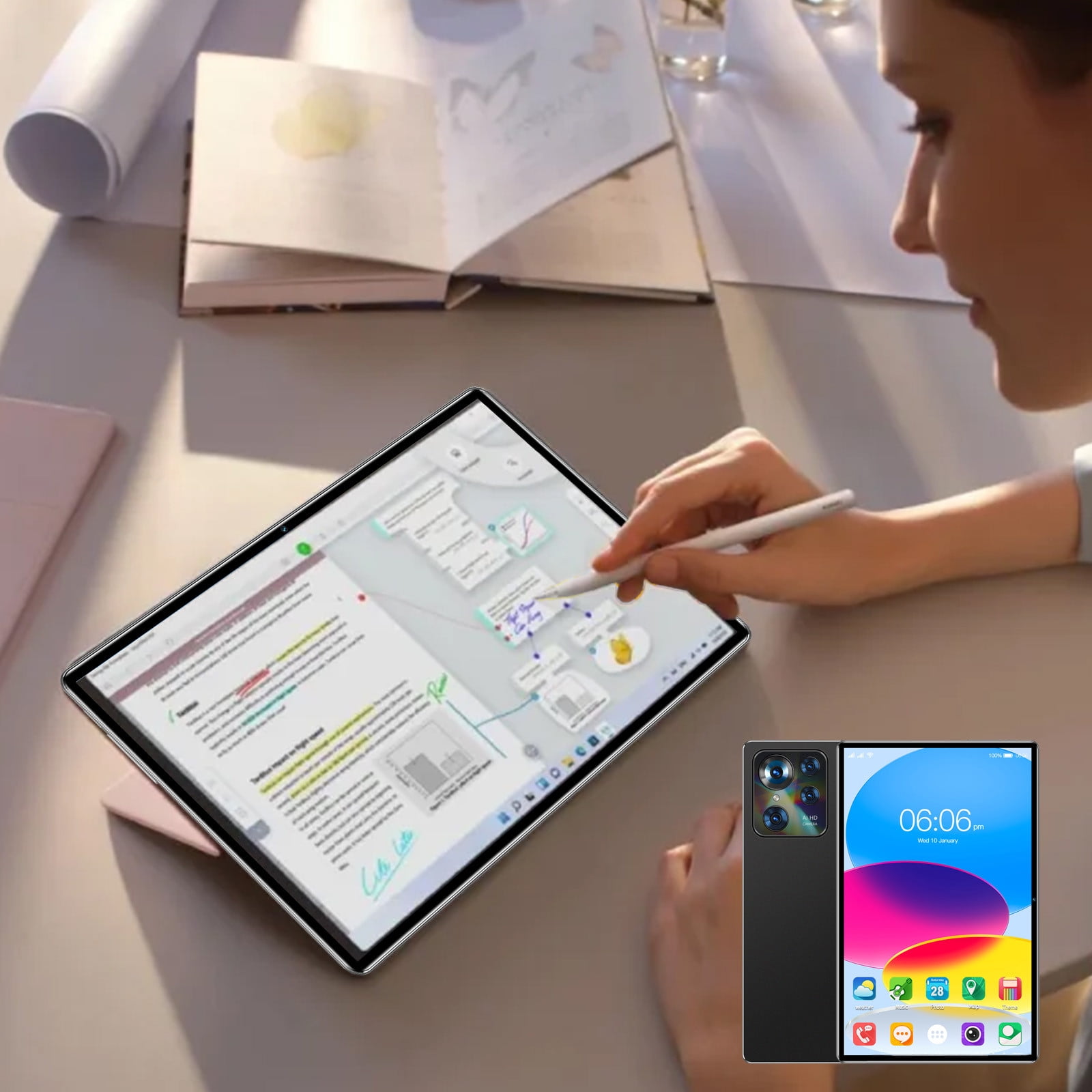10.1inch Android 14 Tablet, Octa-Core Touch Screen Tablet