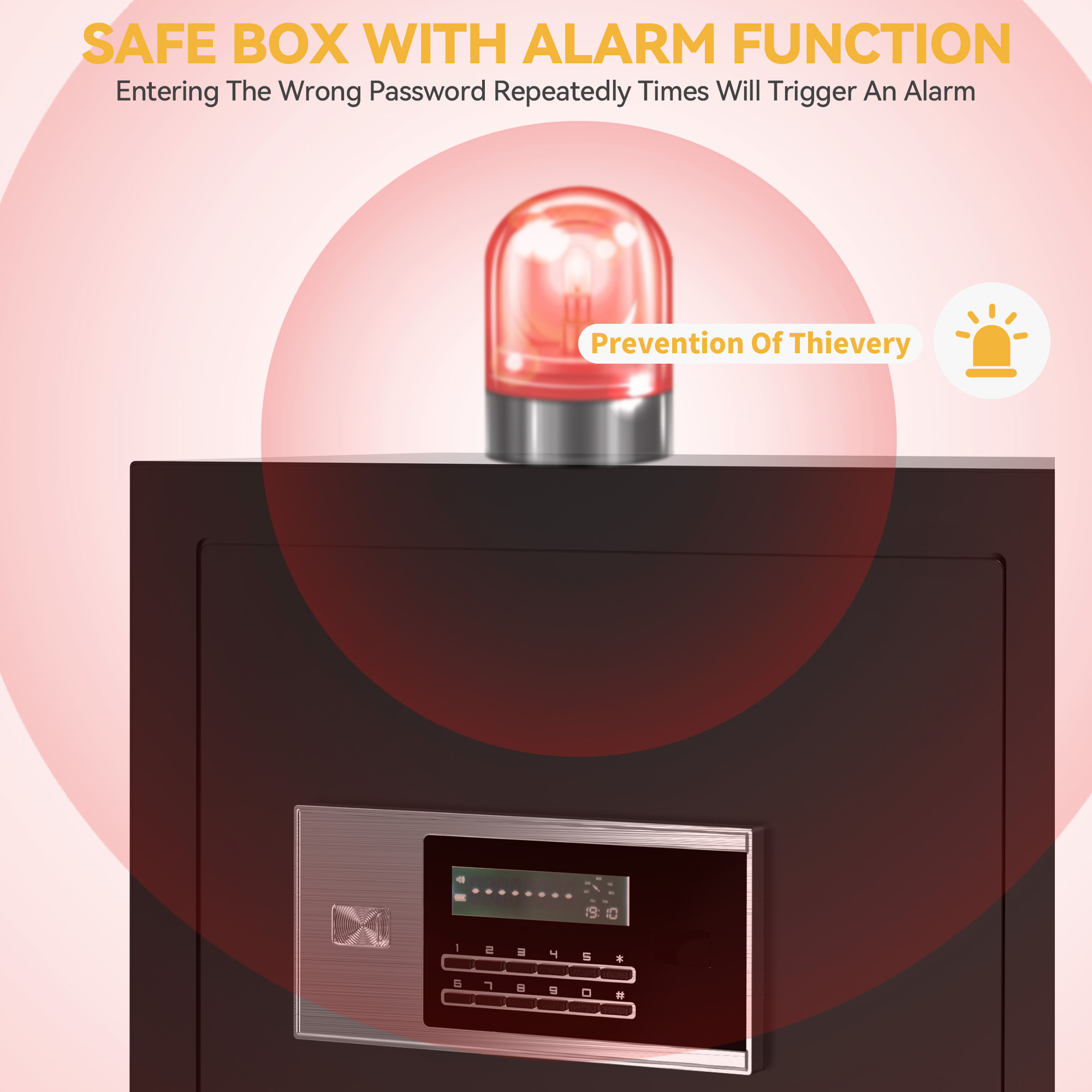 Dextrus 4 Cu.ft Steel Safe with Digital Lock, Fire-Resistant Bag, Shelves, and LED Light