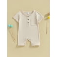 thumbnail image 2 of Bagilaanoe Newborn Baby Girl Boys Summer Jumpsuit Short Sleeve Bodysuit 3M 6M 12M 18M Infant Casual One Piece Romper, 2 of 9