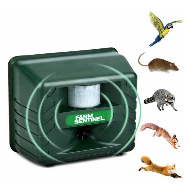 Repelente de pájaros ultrasónico para exteriores, repelente de animales ultrasónico con sensor de movimiento