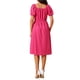 thumbnail image 3 of INSPIRAR CHIC Vestidos de Ojal para Mujeres Cuello Cuadrado Manga Corta Casual A Línea Vestido Midi de Verano L Rosa Fucsia, 3 of 6