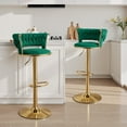 thumbnail image 2 of Daluvenix Adjustable Bar Stools Set of 4, Woven Velvet Bar Stools with Gold Metal & Lumbar Support, Upholstered Counter Height Bar Chairs for Kitchen Island, Green, 2 of 7