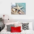 thumbnail image 4 of Awypu  Beach Starfish Canvas Wall art: Starfish and Conch in the Teal Sea Water Picture Prints on Canvas for Bathroom, 4 of 4