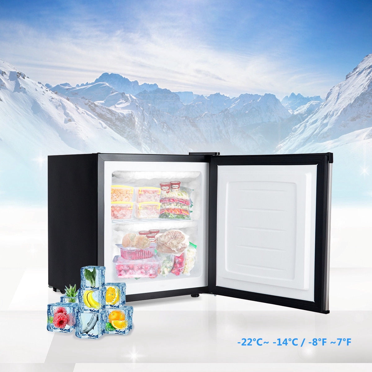 STAKOL 1.1 cu.ft. Compact Single Door Mini Upright Freezer w/Stainless Steel Door Dorm