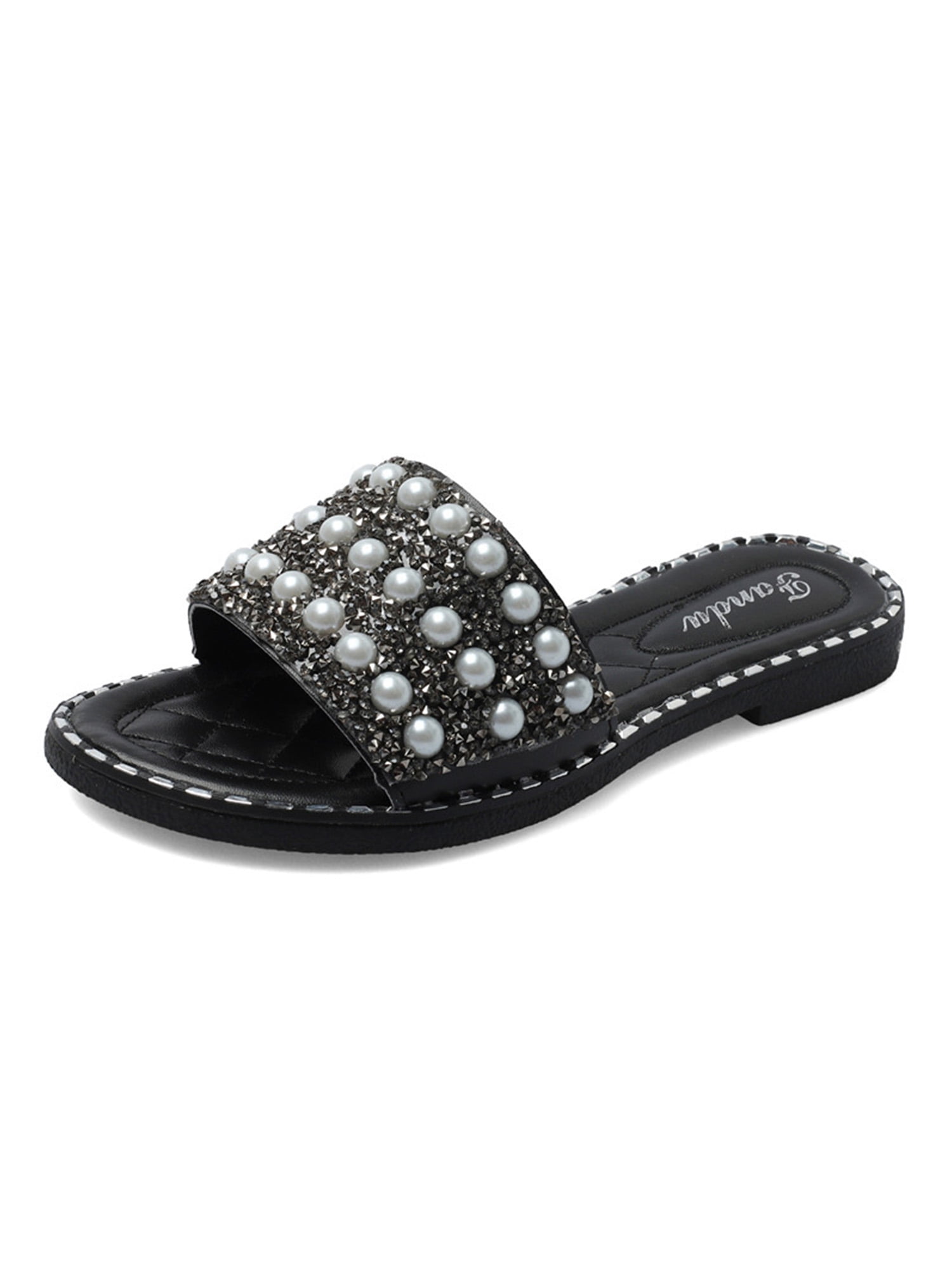 LADIES FLAT SLIP ON SLIDERS WOMENS SUMMER COMFY STUDDED BEACH CAGE SHOES SZ 3-8