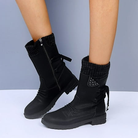 

Tejiojio Clearance Autumn And Winter New Woolen Yarn Snow Boots Back Strap Plus Size Boots Women