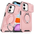 thumbnail image 1 of Case for iPhone 11 6.1-inch, Built In Slide Camera Cover & Rotatable Kickstand Sliding Ring Heavy Duty ShockProof Protective Case for iPhone 11,Pink,For iPhone 11, 1 of 8