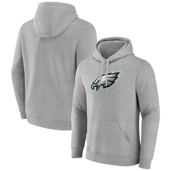 Men's Heather Gray Philadelphia Eagles Primary Team Logo Fitted Pullover Hoodie