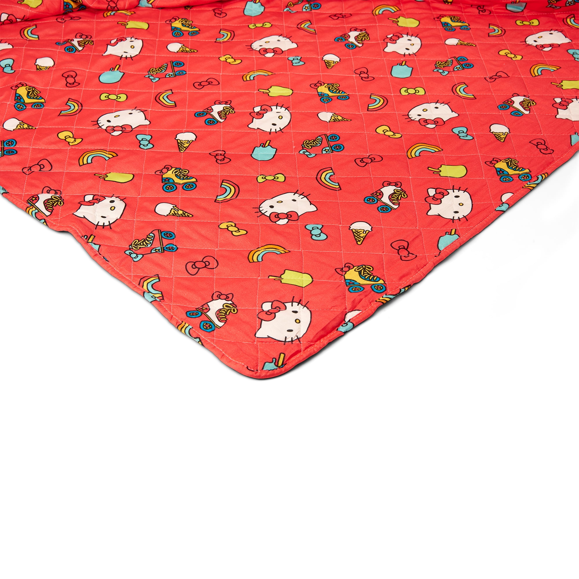 Hello Kitty Rainbow Red Full/Queen Quilted Blanket 90 x 90 inches