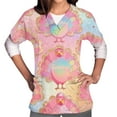 thumbnail image 3 of Feancey Womens Scrubs Tops Thanksgiving Print Nursing Uniforms Loose Fit Casual Short Sleeve V Neck Scrub Shirt Soft Stretch Working T-Shirts with Pockets Multicolor XL, 3 of 7
