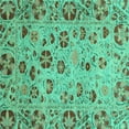 thumbnail image 1 of Ahgly Company Machine Washable Indoor Square Oriental Turquoise Blue Traditional Area Rugs, 6' Square, 1 of 4