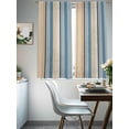 thumbnail image 5 of Sheer Curtains 63 Inches Long, Blue Brown Beige Light Filtering Window Curtains for Living Room, Boho Farmhouse Abstract Stripes Art Rod Pocket Voile Sheer Curtain Drapes, 52"W x 63"L, 2 Panels, 5 of 8