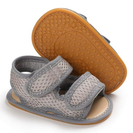 

SOFMUO Baby Girls Boys Sandals Premium Soft Anti-Slip Rubber Sole Breathable Infant Summer Outdoor Water Shoes Toddler First Walkers(6-12 Months Gray)