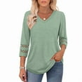 thumbnail image 3 of Ronuti 3/4 Length Sleeve Womens Tops Dressy Casual Blouses for Women 2025 Trendy V Neck T Shirts Fall Clothes, 3 of 9