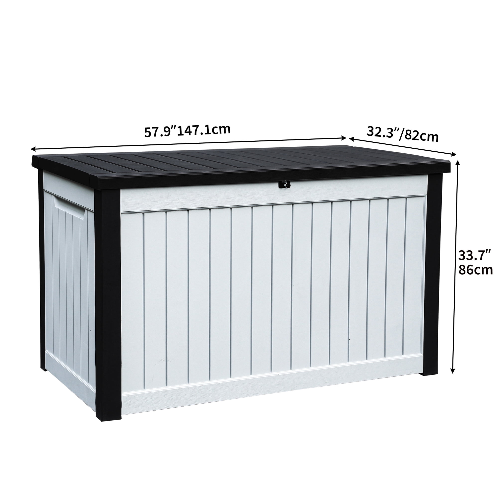 Dextrus Extra Large Outdoor Deck Box - 230 Gallon Capacity for Outdoor  Furniture, Gardening Tools, and Sporting/Pools Gear - Durable Weather  Resistant Resin, Secure Locking System (Black&White1) 