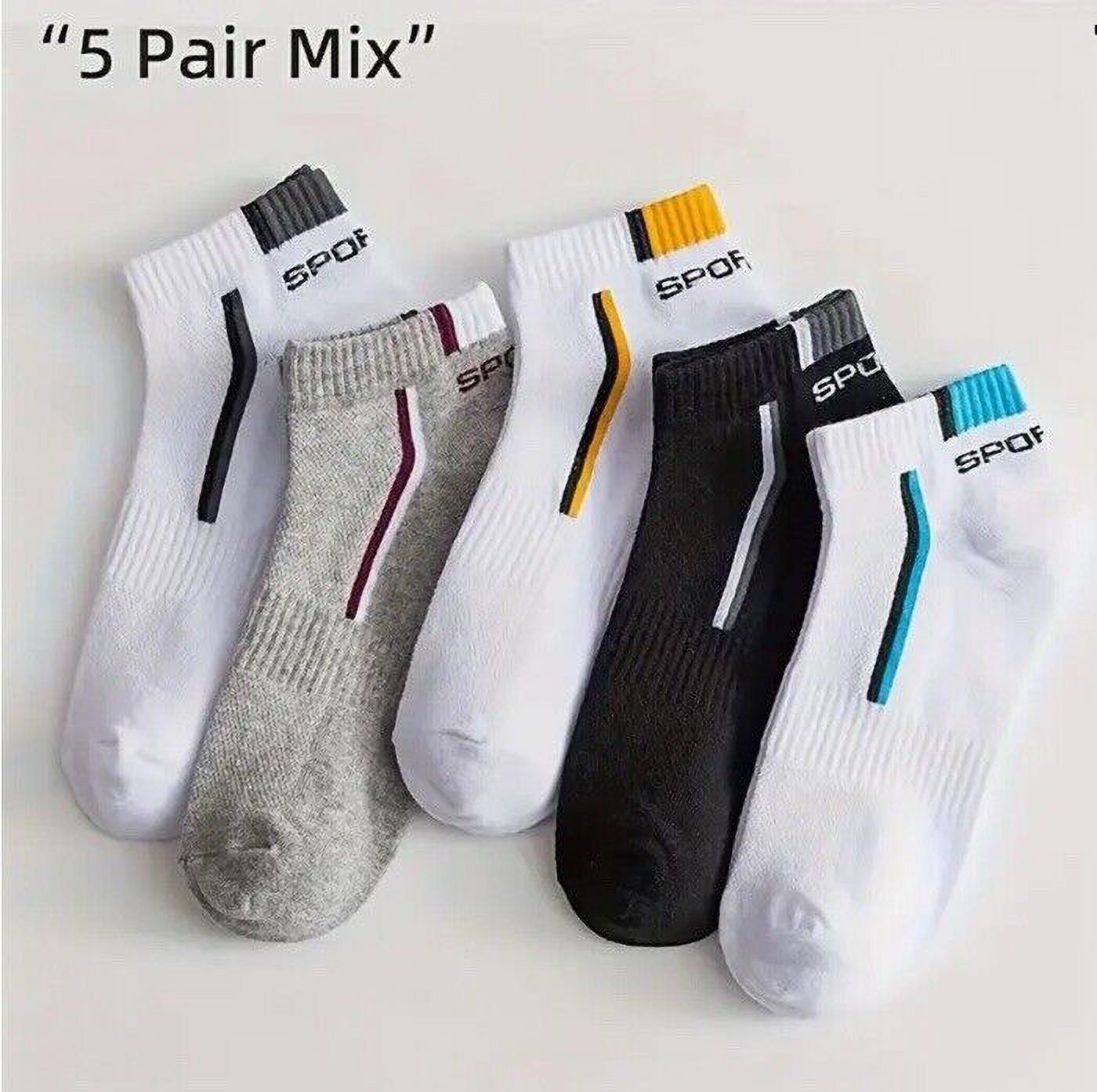 5 Pack Men/Women Sport Stripe Cotton Bamboo Socks Ankle Low Cut Sport Nonslip
