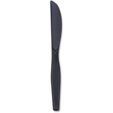 Genuine Joe Heavyweight Knife - 1 Piece(s) - 1000/Carton - Knife - 1 x Knife - Disposable - Textured - Black | Bundle of 2 Cartons
