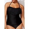 thumbnail image 3 of Swimsuits for All Women's Fringe Bandeau One Piece Swimsuit, 3 of 6