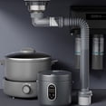 thumbnail image 3 of Side Discharges Sink Drain Pipe Sink Sewer Tube Odor Proof Kitchen Sink Drainages, 3 of 11