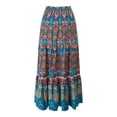 thumbnail image 6 of CAIXIA Flowy Skirts for Women Midi Length Straight Striped Stretchable Fabric Chiffon Elastic High Waist Pleated A-Line Flared Maxi Skirts, 6 of 9