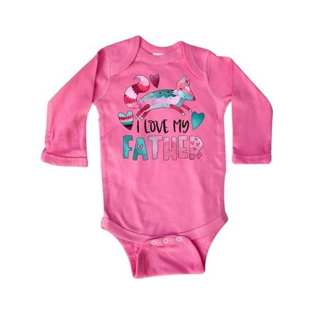 

Inktastic I Love My Father Pink and Blue Fox with Hearts Gift Baby Boy or Baby Girl Long Sleeve Bodysuit