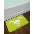 thumbnail image 2 of Bunny Bath Mat, Cartoon Character on a Green Background Clipart Composition, Plush Bathroom Decor Mat with Non Slip Backing, 29.5" X 17.5", Apple Green White, by Ambesonne, 2 of 2