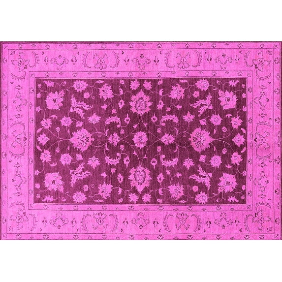 Ahgly Company Indoor Rectangle Oriental Pink Industrial Area Rugs, 7' x 10'