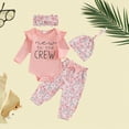 thumbnail image 2 of CAUYDY Newborn Clothes Baby Girl Fall Winter Outfits Long Sleeve Romper Pants Warm Hat Bow Headband 4-Pieces Set for Preemie Infant 0 3 6 Months Layette Set (Sizes 0-3 Months,Orange), 2 of 7