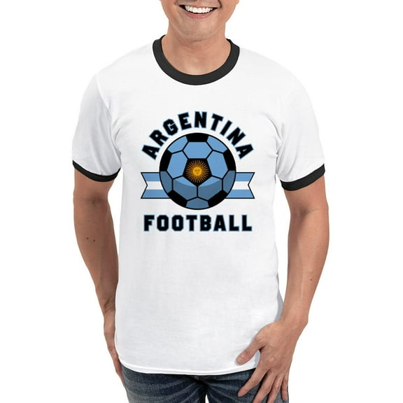 CafePress - Argentina Football T Shirt - 100% Cotton Ringed T-Shirt
