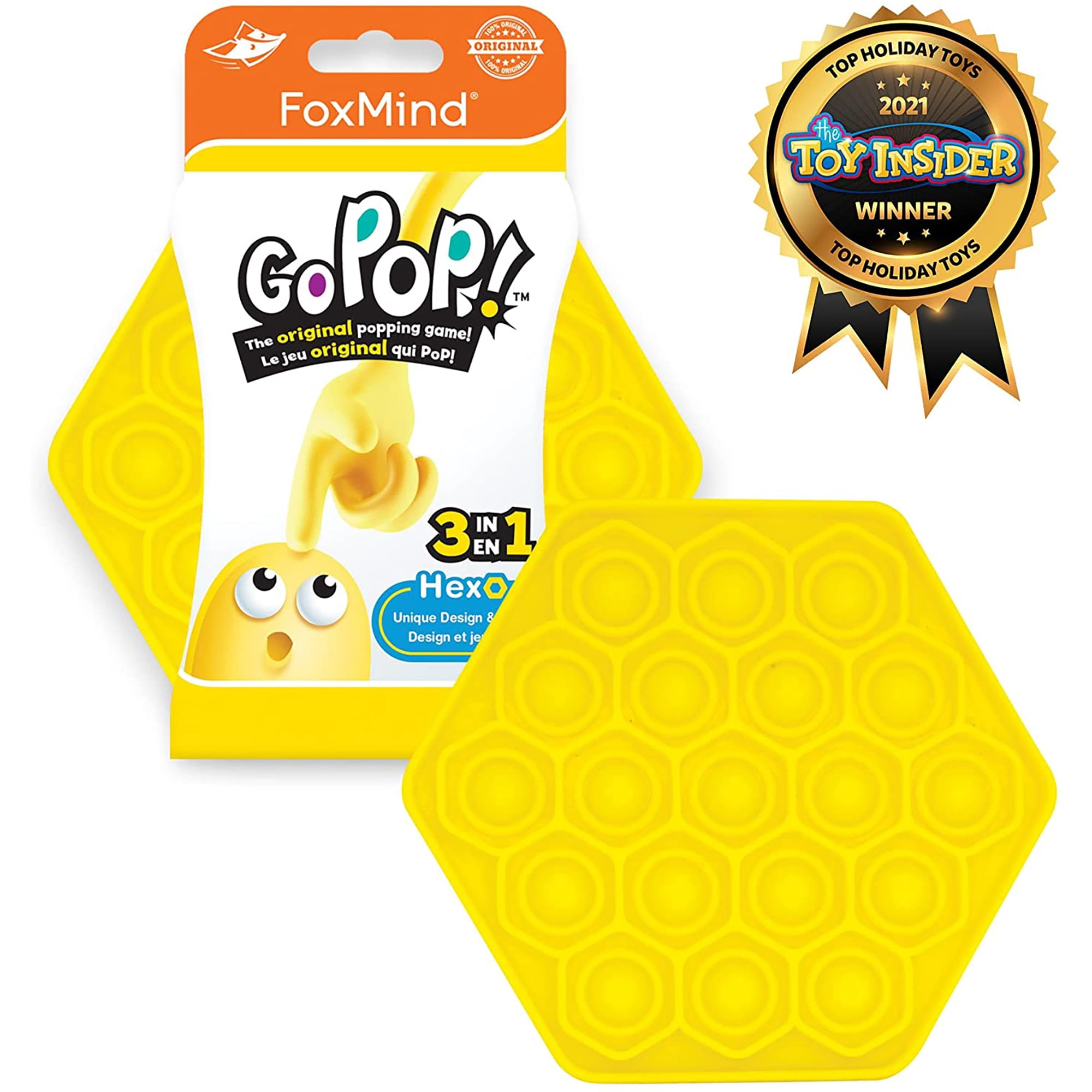 Go Pop! Hexo: Yellow - The Original Popping Game, 3IN1: Fidget Toy, Solo, 2 Player - Ages 5+, 1-2 Players