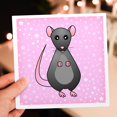 thumbnail image 7 of 3drose, Cute Grey Rat Pink Star Background, 12 Greeting Cards with Envelopes, 7 of 7