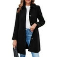 thumbnail image 2 of Njagoc3 Womens Solid Color Elegant Single Breasted Long Sleeved Lapel Winter Coat Pea Woolen Coat Jacket, 2 of 7