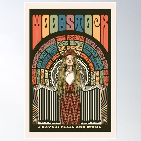 Woodstock Festival Illustration Poster Wall Art Modern Wall Decor