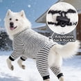 thumbnail image 4 of BotaniNest Pyjama pour Chiens Moyens et Grands Rayé en Polaire 4 Pattes Combinaison Chaude Confortable Couverture Complète avec Boucle Réglable Temps Froid d'Hiver pour Grands, 4 of 7