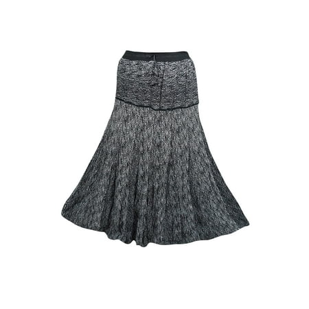 Gypsy Maxi - Mogul Women's Fashion Maxi Skirt Black Peasant Tiered Printed Hippie Boho Gypsy Long Skirts