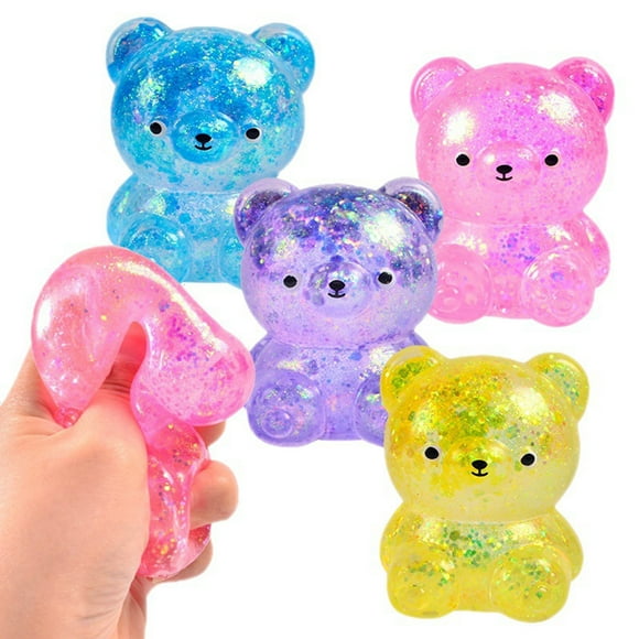 NAOJIE® 4pc Sugar Bears Sensory Fidget Toy for Kids and Adults,Squeeze Sugar Ball Stress Balls with Gooey Inside,Great for Anxiety,Autism,Adhd,Squishy Bear,Gummy Bear Squishy,Tabs Squishy