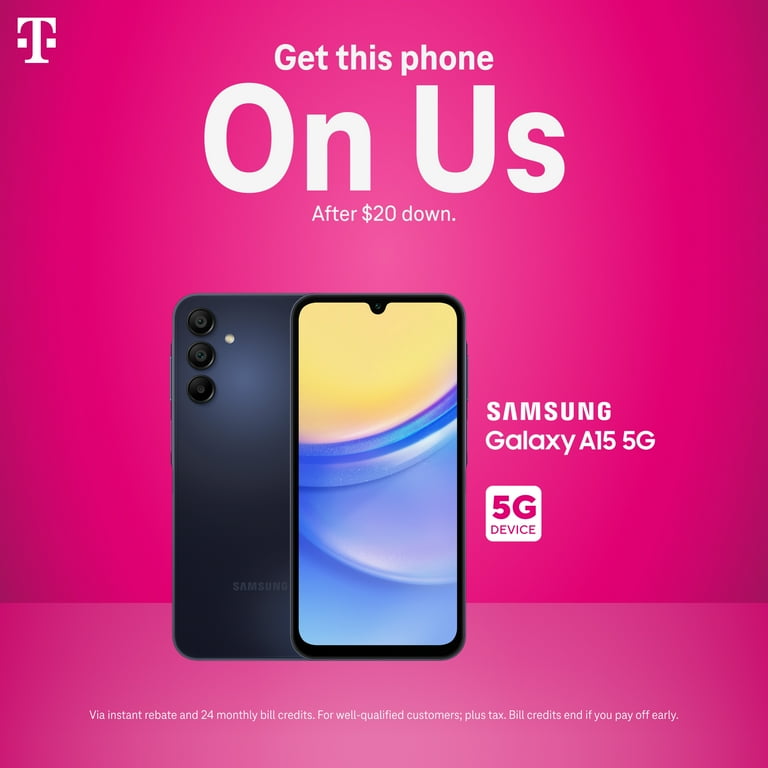 T-Mobile Samsung Galaxy A15 5G, 128GB, Blue - Postpaid Smartphone