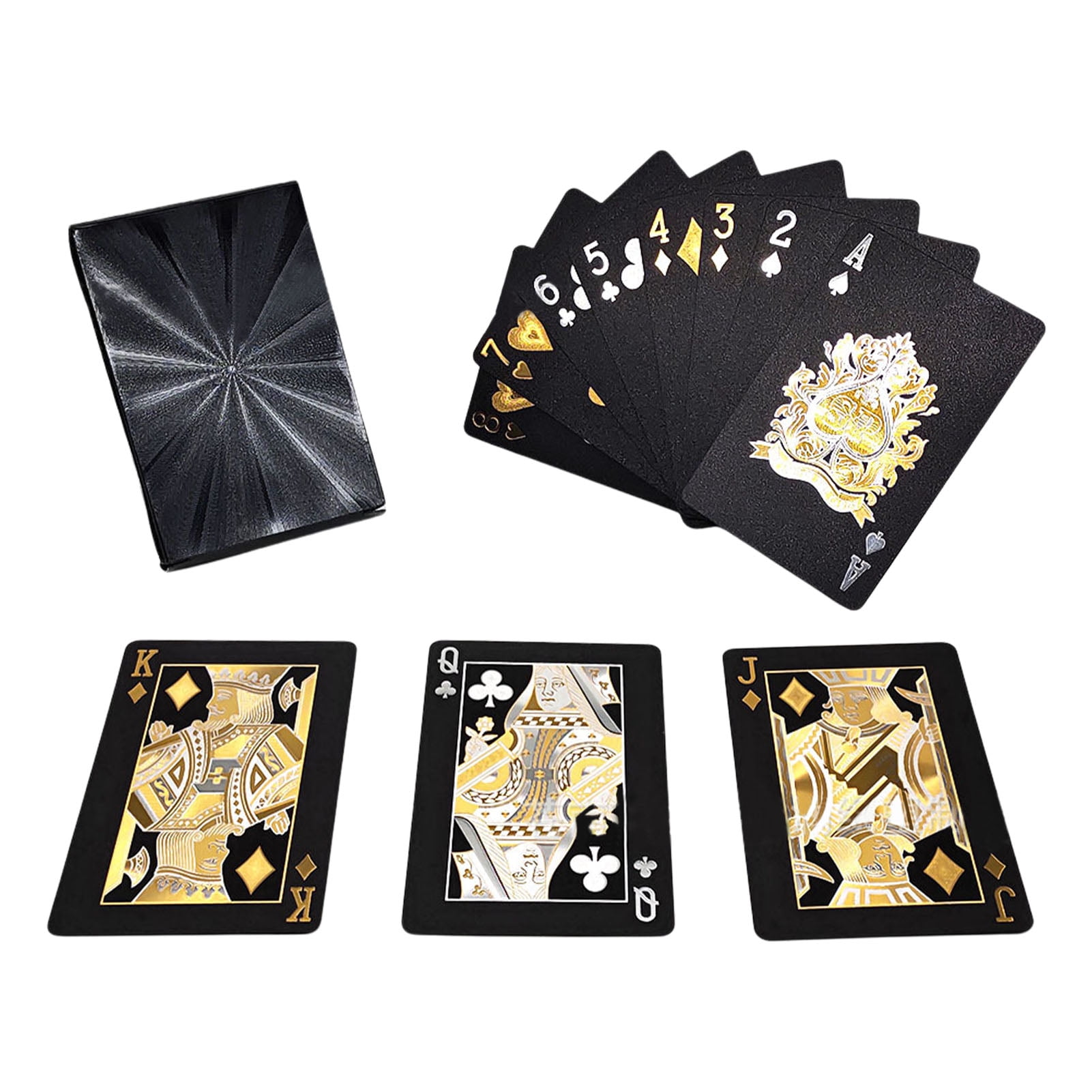 Waterproof Plastic Playing Cards Poker Card Black Foil FamilyGame Gift Silver UK 