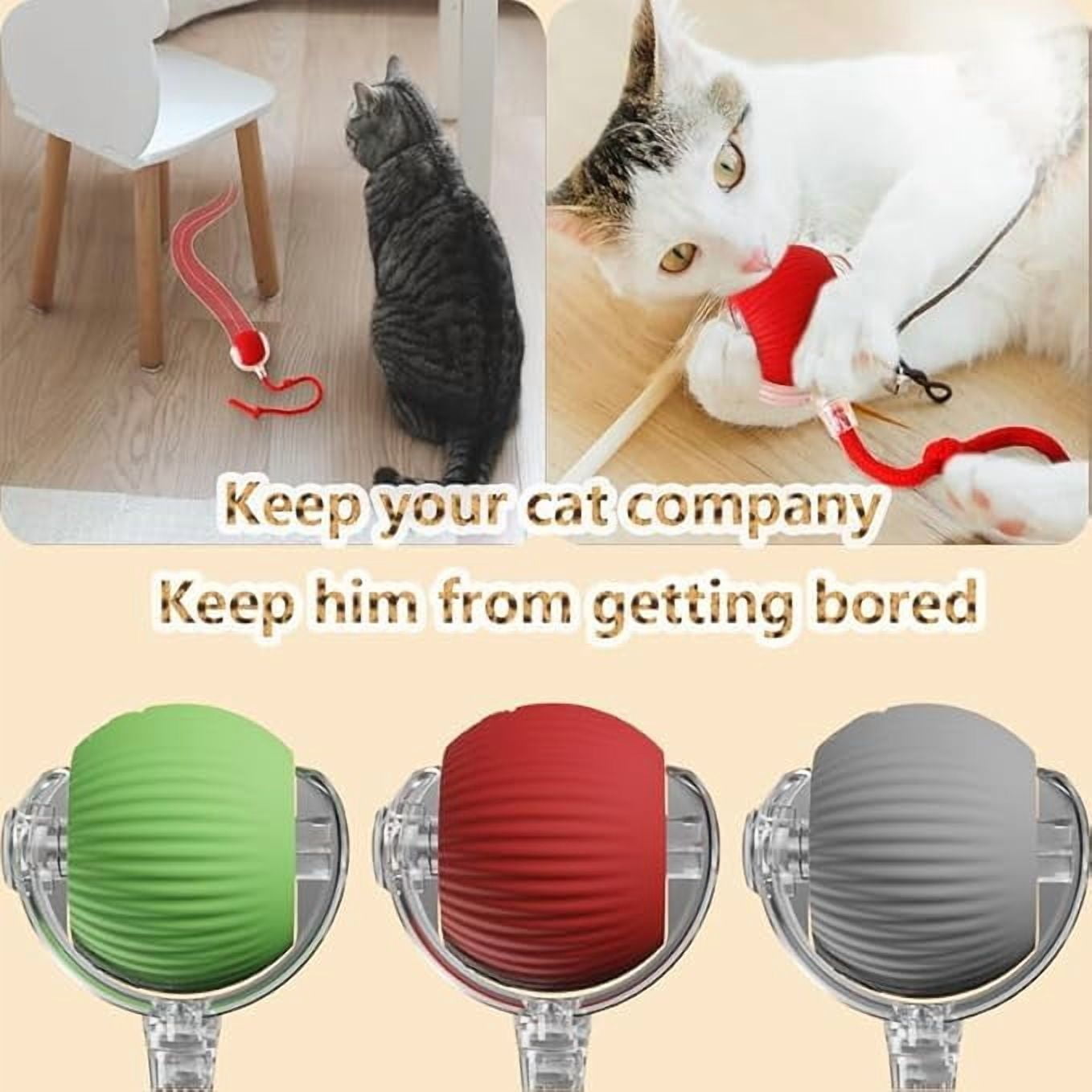 Cat Interactive Ball Toys Rolling Ball Faux Tail Rechargeable Smart Pet