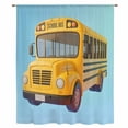 thumbnail image 2 of School Bus Sheer Curtains 84 Inches Long, Cartoon Funny Yellow Transportation Truck Blue Light Filering Curtains, Breathable Simi Curtain Privacy Drapes for Living Room Bedroom Window Treatment, 2 of 9