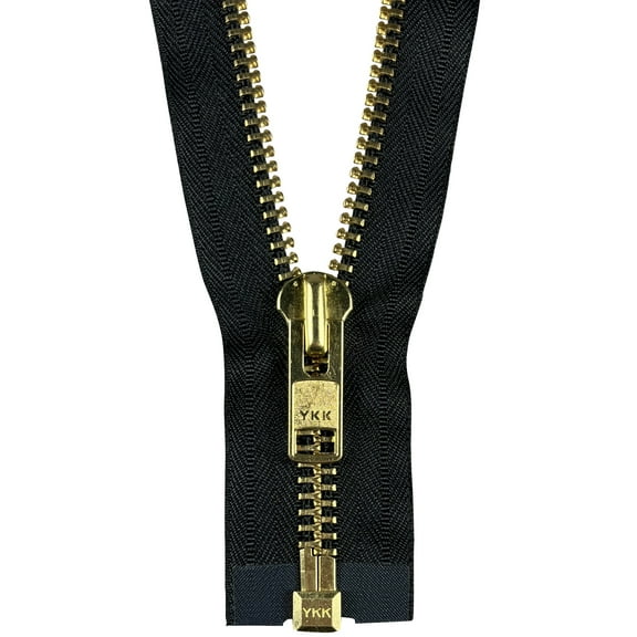 Black 36" Brass Open Chap Zipper YKK #10