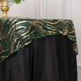 thumbnail image 3 of BalsaCircle 72x72 in Hunter Green Gold Wavy Embroidered Sequined Tulle Square Table Overlay Party Events Decorations Supplies, 3 of 8