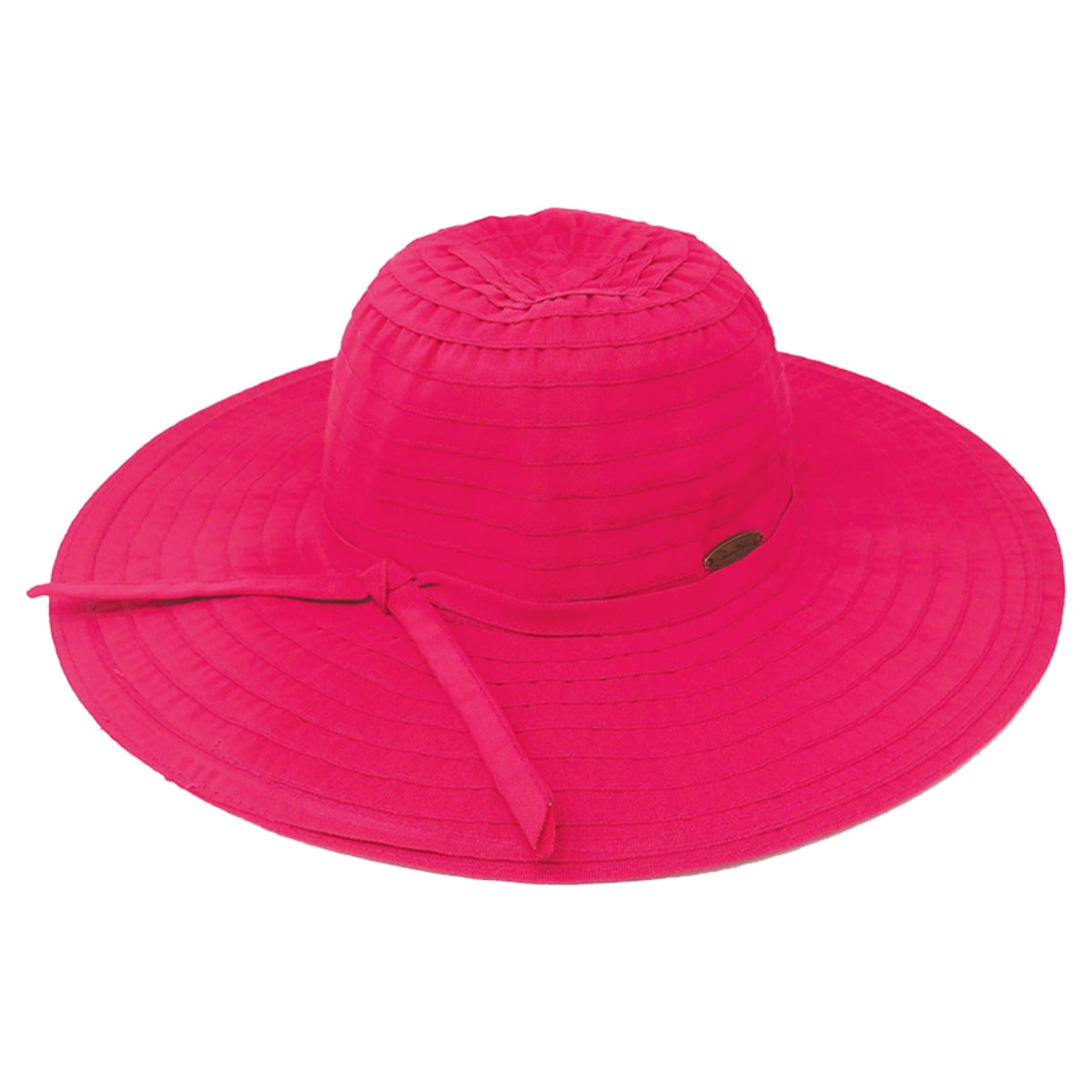 Panama Jack Women's Ribbon Floppy Packable Sun Hat, 4" Big Brim